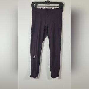 Under Armour Leggings Purple w/ White Hemline Trim and Logo on Leg. EUC. Size S.